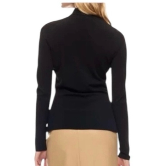 Tanya Taylor Knit Faux Cardigan Top Asymmetrical Hemline Long Sleeve Medium - Picture 3 of 8